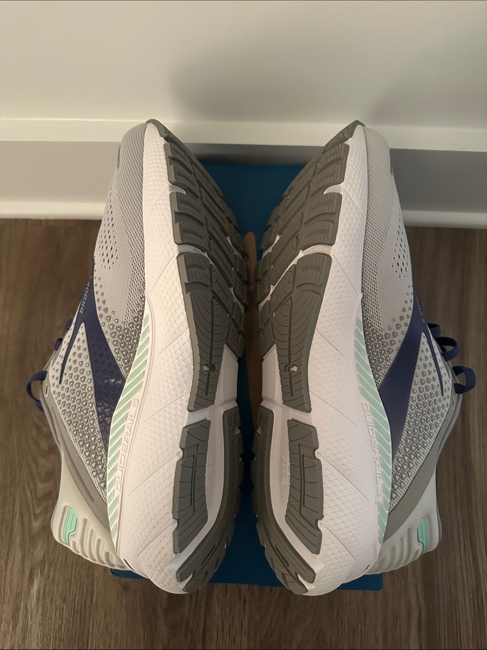Brooks Women's Adrenaline GTS Running Shoes - Light Gray, Purple, & Mint Accents - Picture 3 of 6